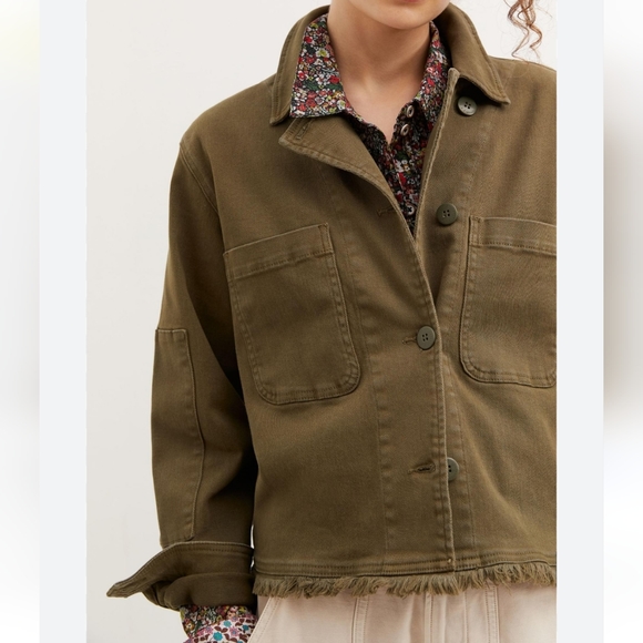 Anthropologie, New, Sanctuary Army Olive Green Utility Denim Jacket, Large - Picture 3 of 15